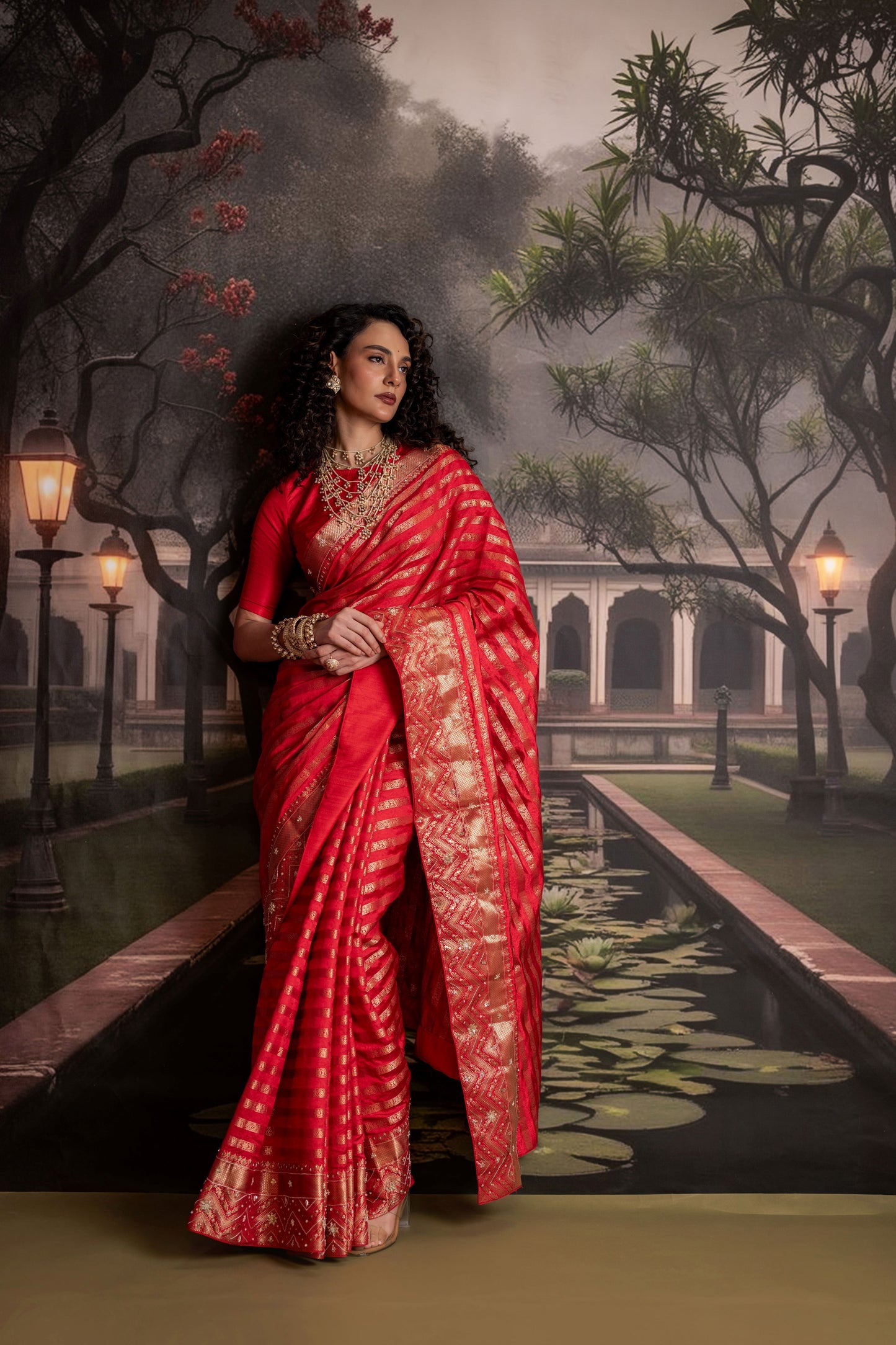 Opulent Red Banarasi Dupion Silk Saree