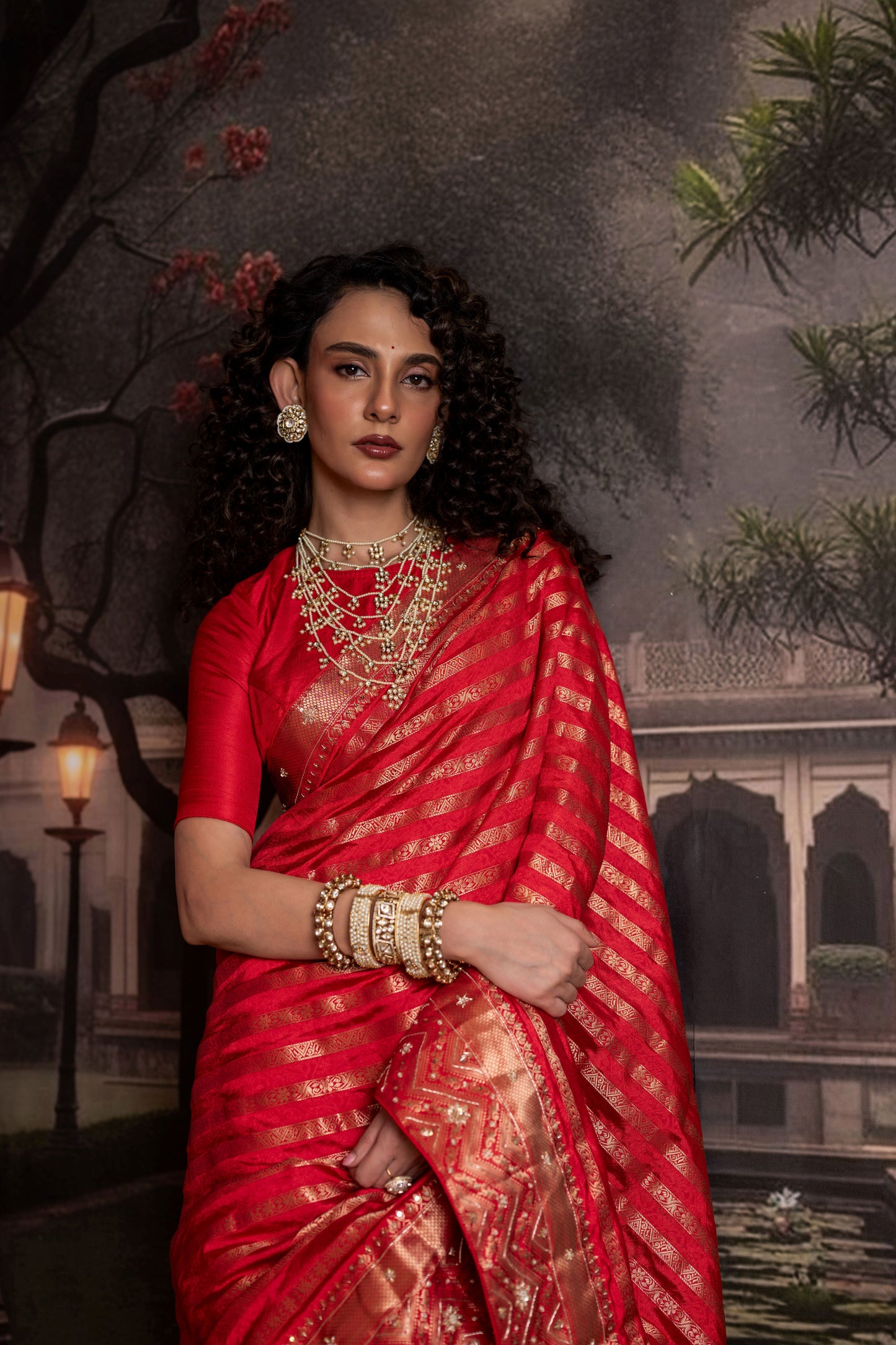 Opulent Red Banarasi Dupion Silk Saree
