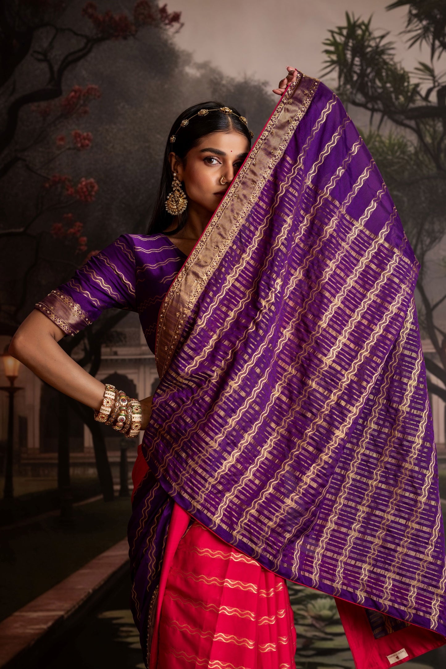 Striking dual-tone Crepe silk saree