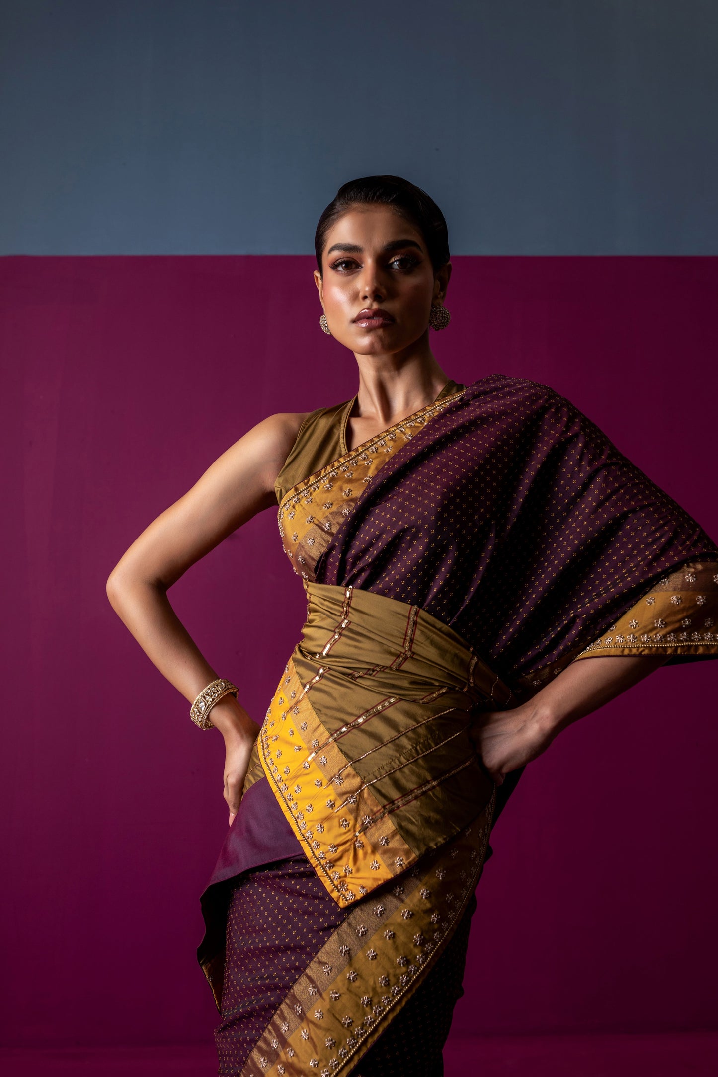 Timeless Grace in Maroon & Mustard