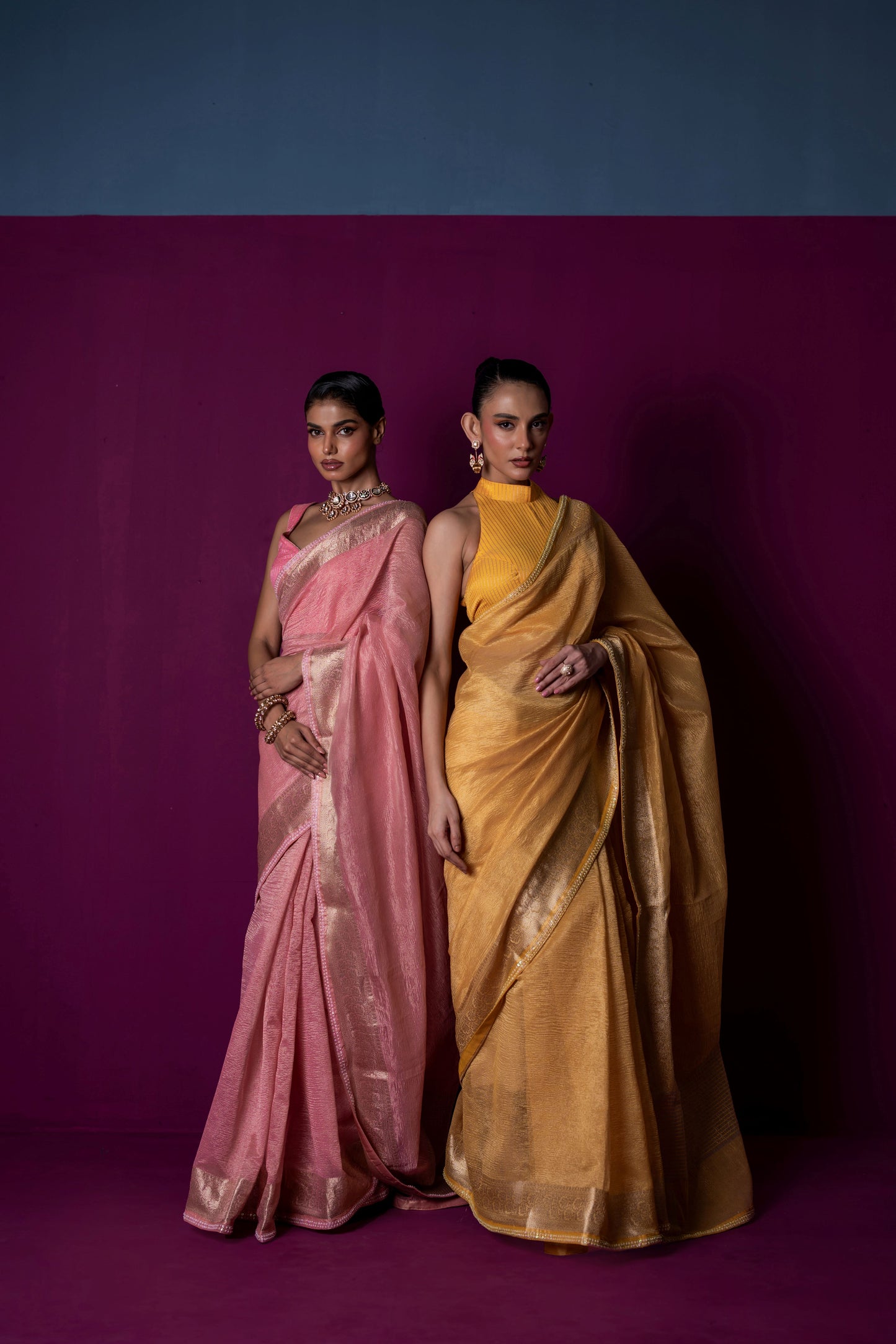 Blush Whisper – Crushed Tissue Saree