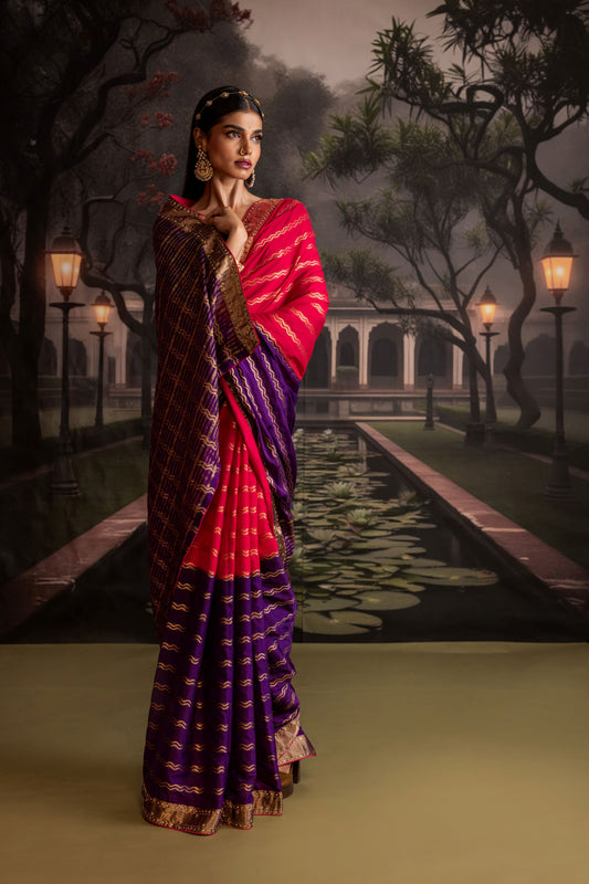 Striking dual-tone Crepe silk saree